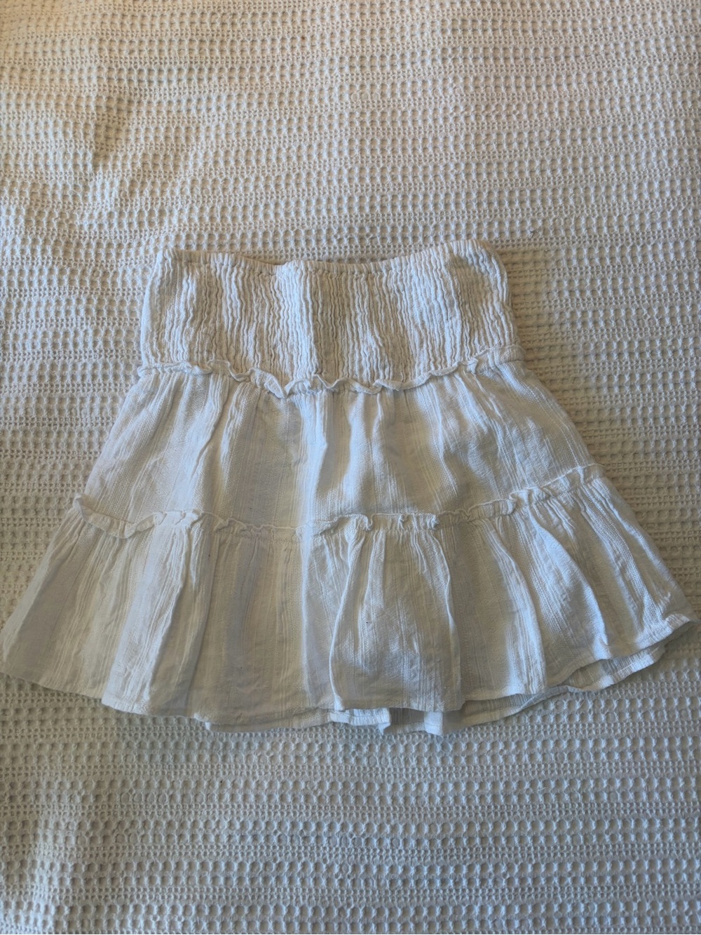 White Tiered Smocked-Waist Circle Skirt